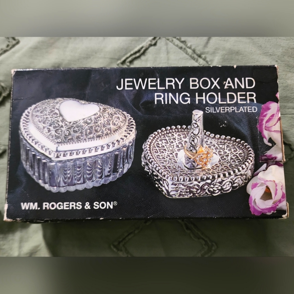 Wm. Rogers & Son vtg jewelry box and ring holder